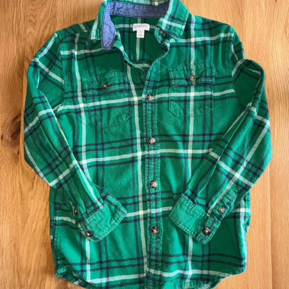 Gymboree Green Button Down Shirt Classic Plaid